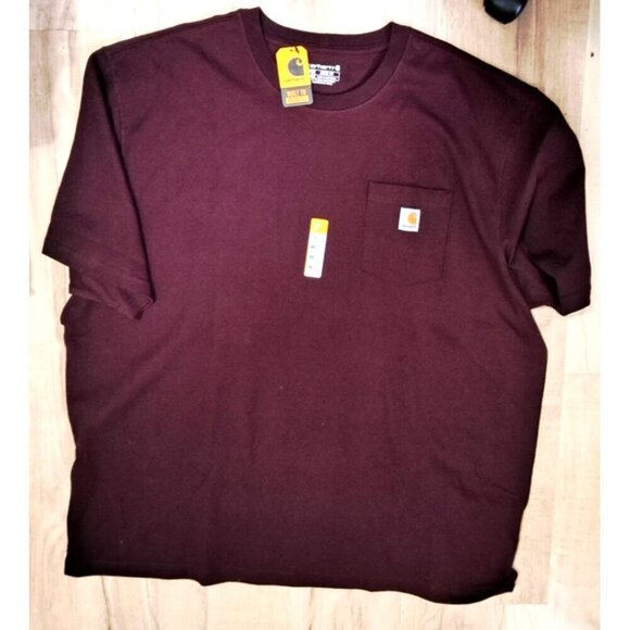 Carhartt Men's 3XL Burgundy Short Sleeve Loose Fit Pocket T-Shirt New w/Tags - Picture 1 of 10